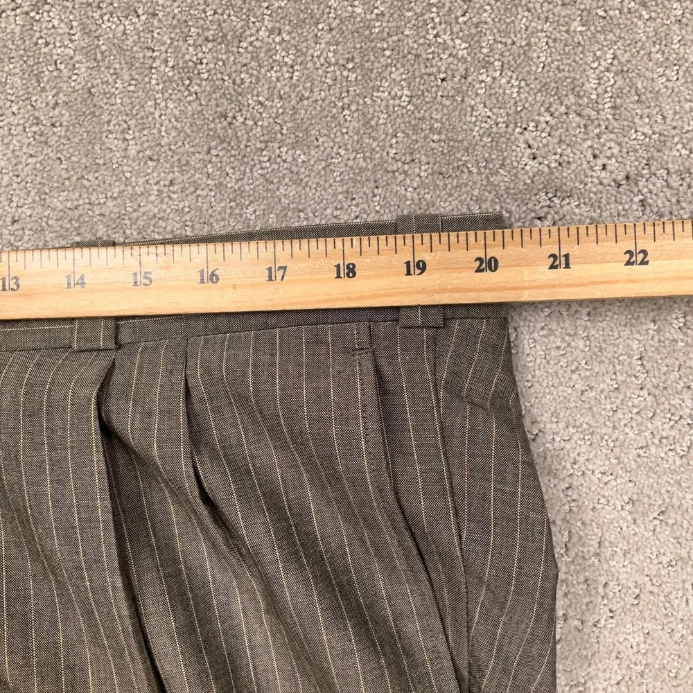 Tom James Suit Men 48R 40W Gray Pinstripe Bespoke Filo A Mano Holland Sherry